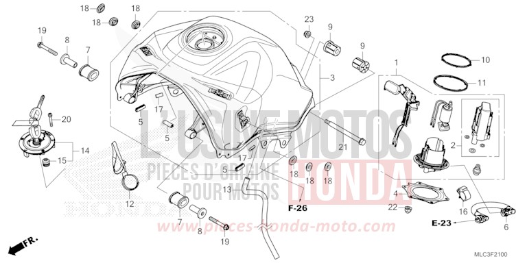 FUEL TANK/FUEL PUMP for Transalp 750 MAT IRIDIUM GRAY METALLIC (NHC64) from 2023